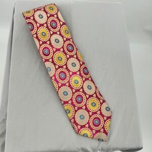 The Big Knot by Steven Land Silk Blend Pink Yellow‎ Blue Floral Pattern Men Tie